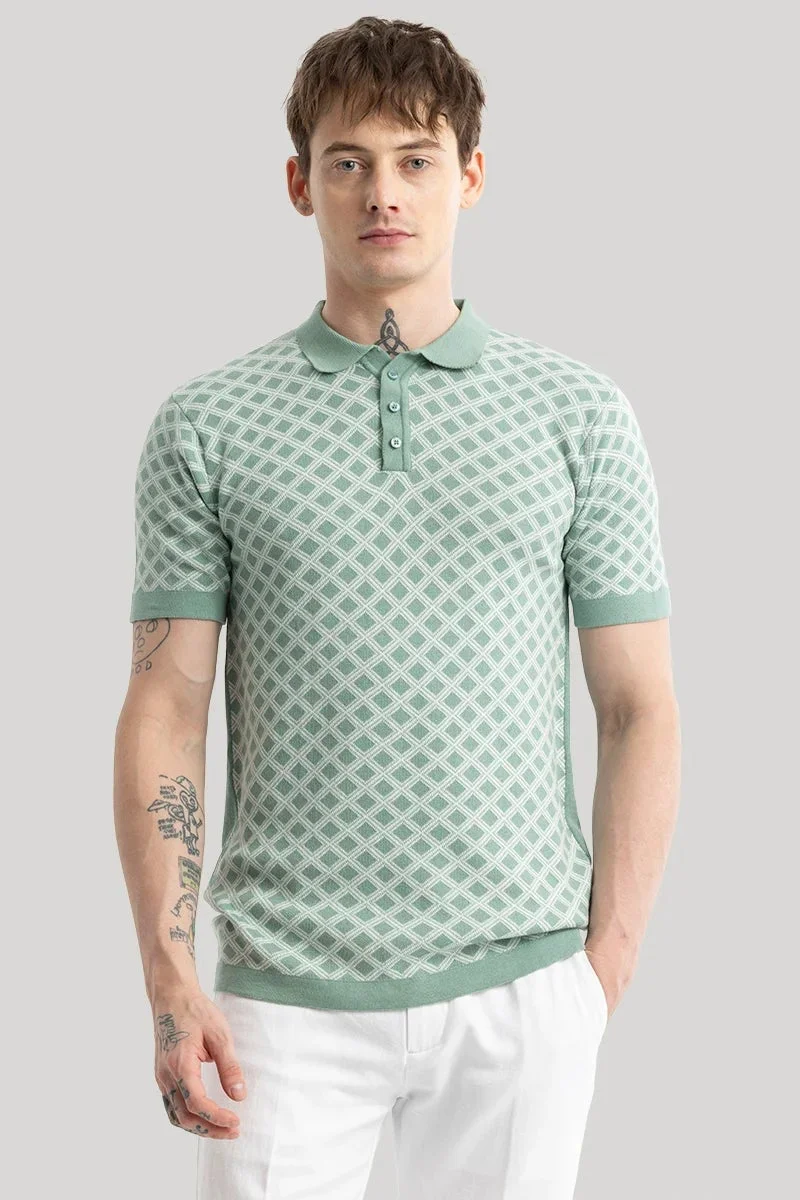 سنيتش تيشيرت بولو هندسي جيانا أخضر